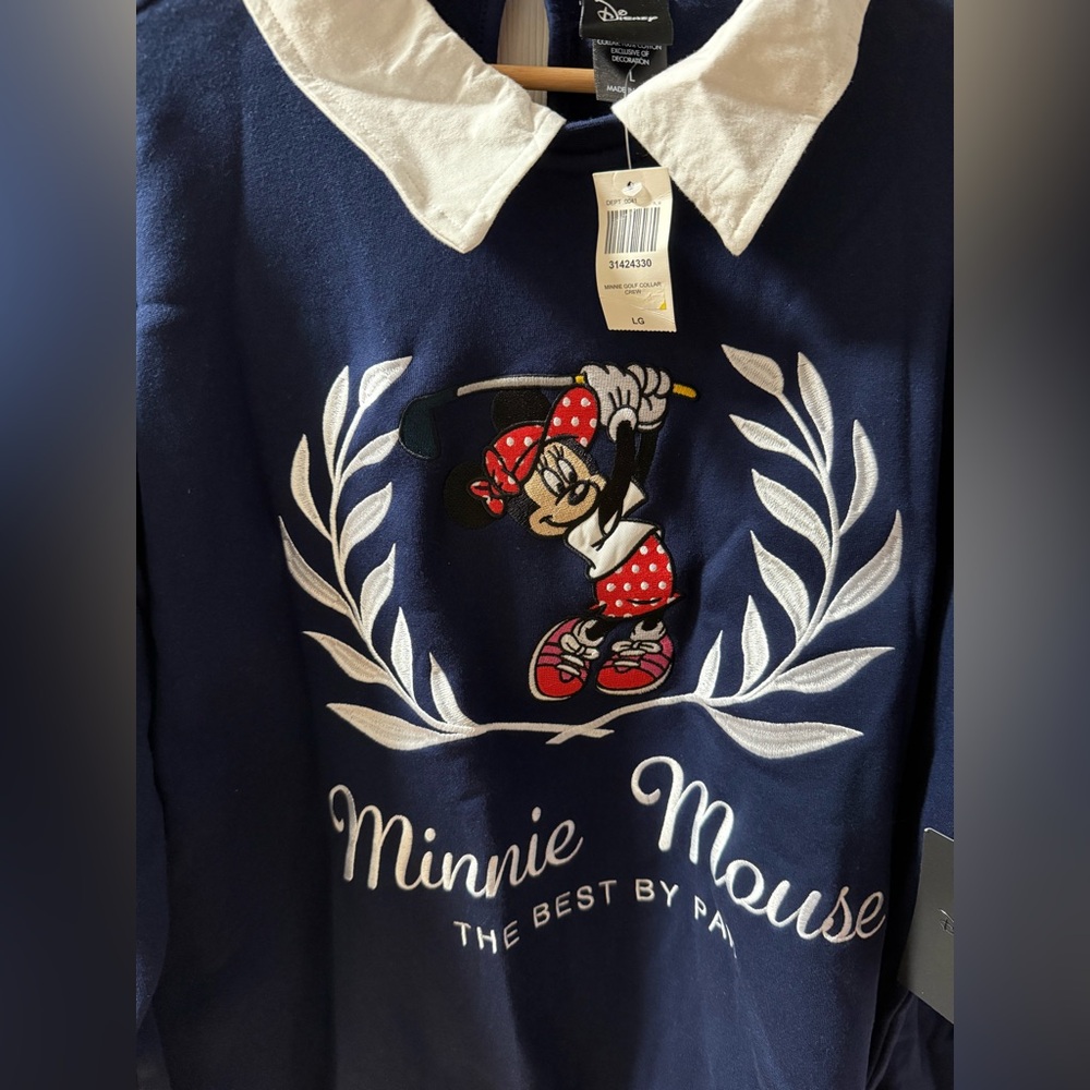 NEW Disney Minnie Mouse Golf Collared Crewneck Sweatshirt - Picture 7 of 8